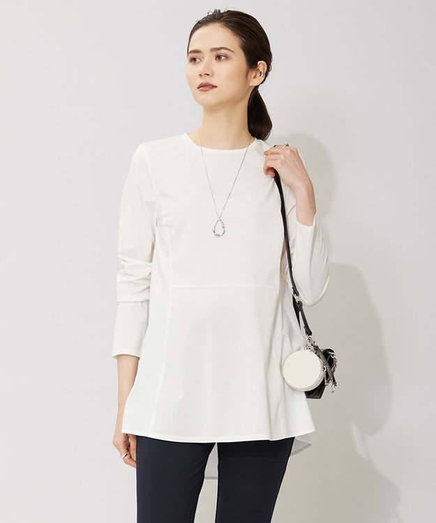 ICB L 【洗える】 タイプライタージャージーコンビ ペプラムプルオーバー オフホワイト系