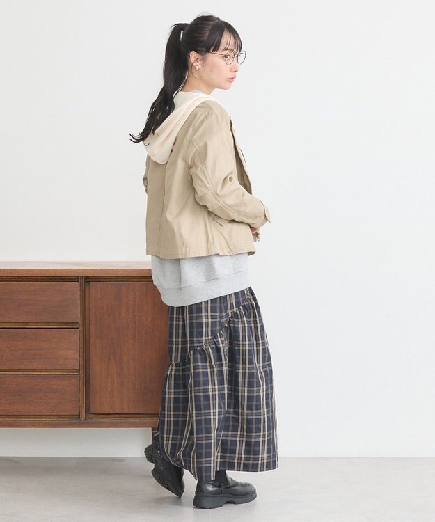 earth music&ecology パーカー付きミリタリーブルゾン Beige