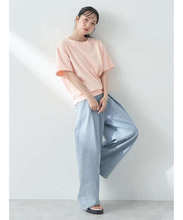 earth music&ecology デザインネックウラケプルオーバー Pink Orange