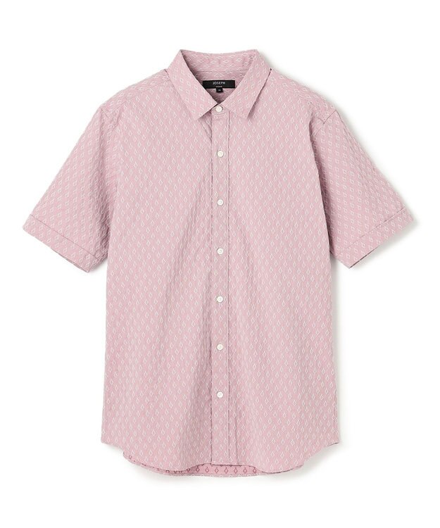 JOSEPH HOMME 新柄【ストレッチ】ハムサジャガードストレッチ　レギュラーカラー半袖シャツ ピンク系