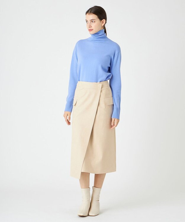 BEIGE， RIGNY / タートルネックニット Sax×Taupe Line