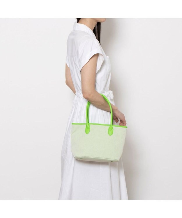 UNBILLION ペルケ perche / キャンバス・蛍光シープレザートートバッグ グリーン