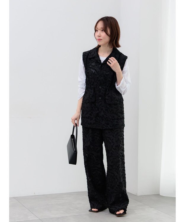 Te chichi カットジャガードジレ ブラック