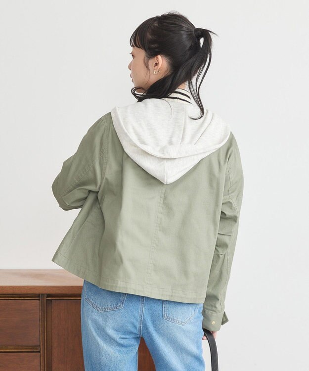 earth music&ecology パーカー付きミリタリーブルゾン Khaki