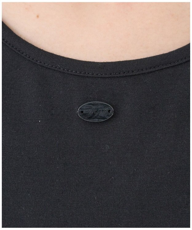 earth music&ecology ロゴプレート付きパフスリーブプルオーバー Black