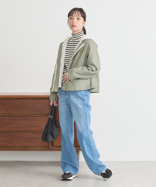 earth music&ecology パーカー付きミリタリーブルゾン Khaki