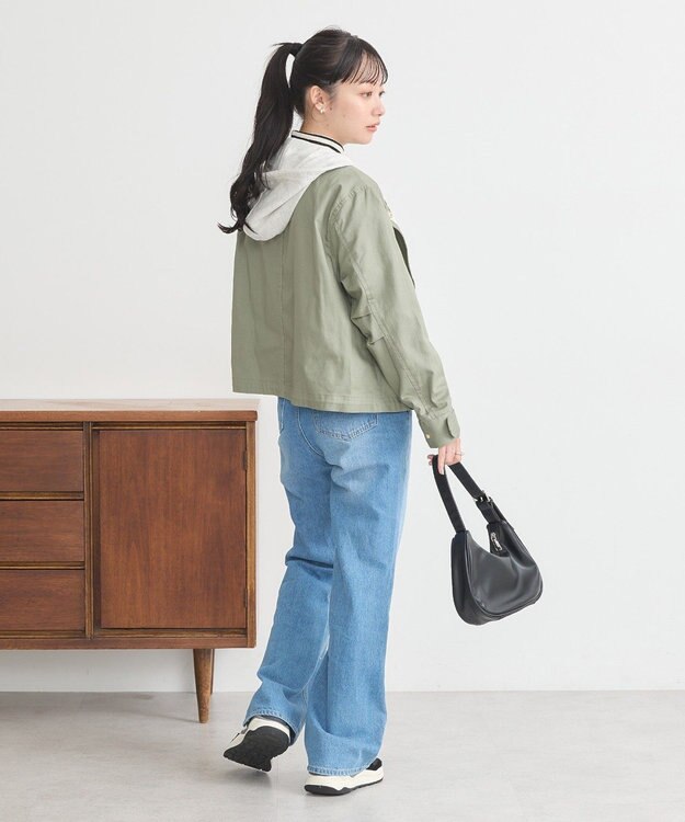 earth music&ecology パーカー付きミリタリーブルゾン Khaki