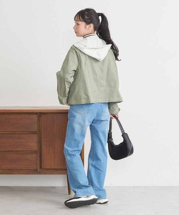 earth music&ecology パーカー付きミリタリーブルゾン Khaki