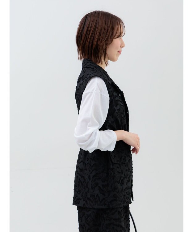 Te chichi カットジャガードジレ ブラック