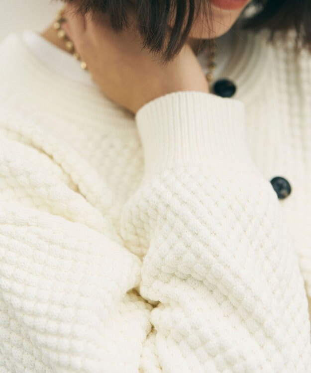 UNFILO 【前後着用可能】ポップコーンニット 2WAYカーディガン エクリュ