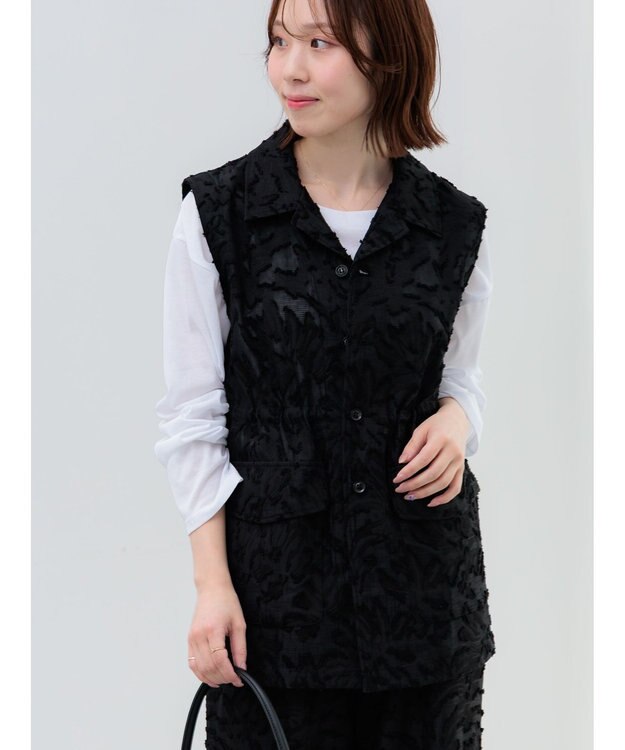 Te chichi カットジャガードジレ ブラック