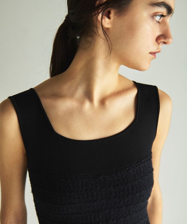 GRACE CONTINENTAL ツイードマーメイドニットワンピース ブラック