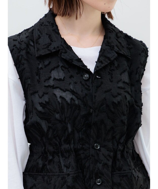 Te chichi カットジャガードジレ ブラック