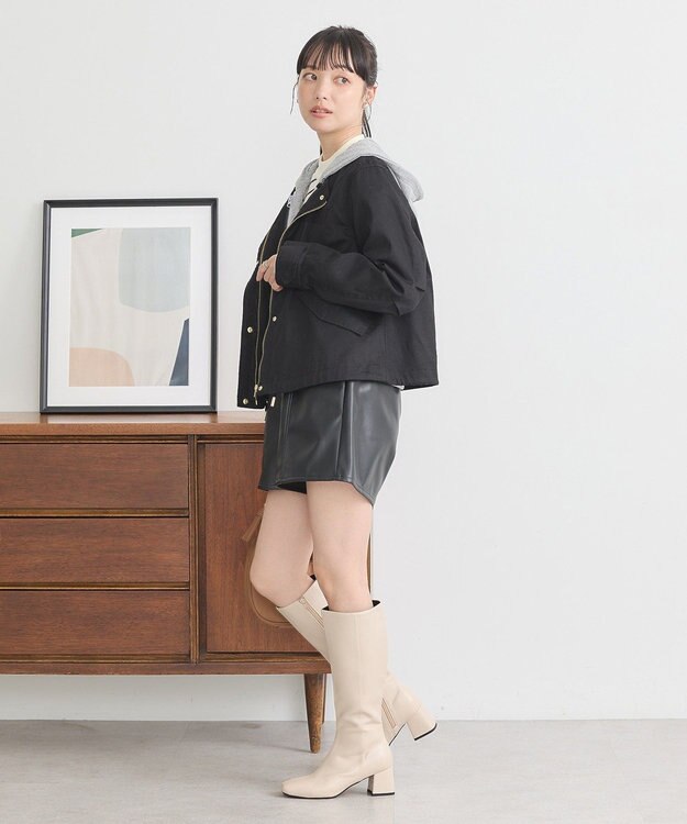 earth music&ecology パーカー付きミリタリーブルゾン Black