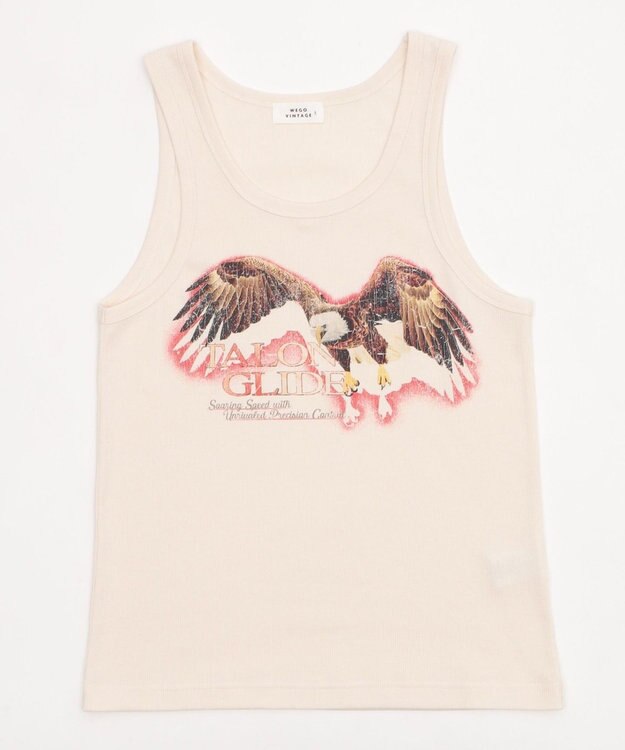 WEGO グラフィックリブタンクトップ オフホワイト