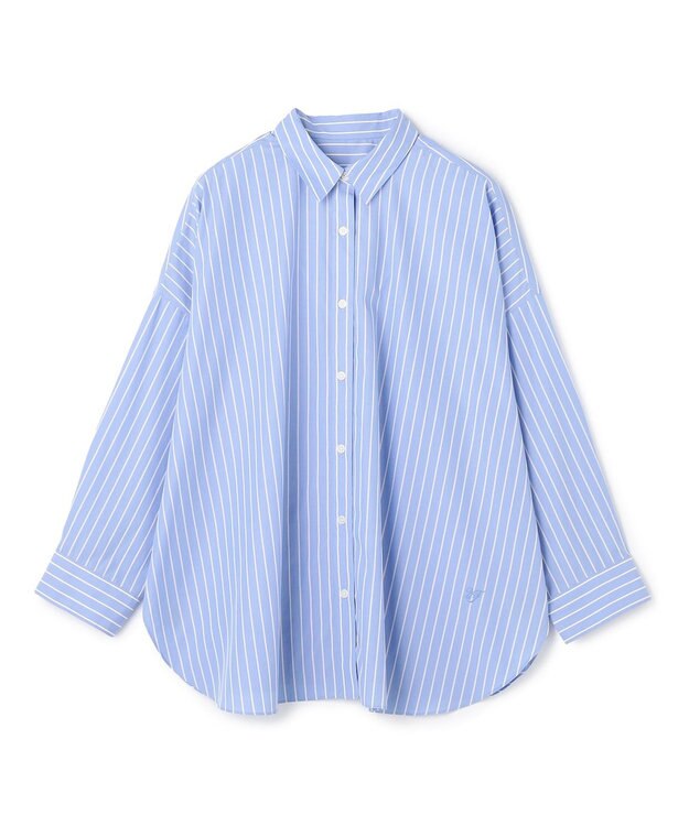 UNFILO 【WEB限定カラー】コットン オーバーシャツ ストライプ(ブルー×オフ)