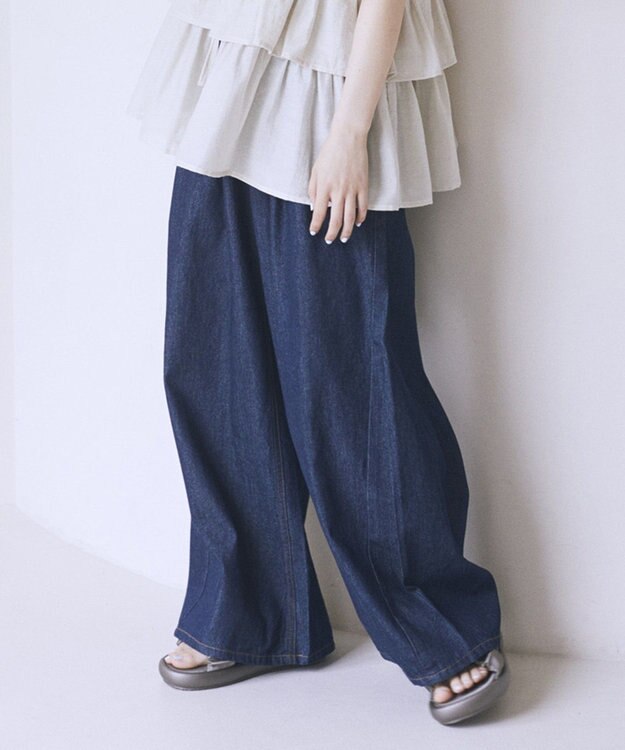 earth music&ecology イージータックワイドデニム Indigo