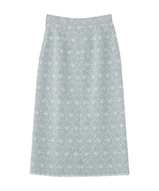 YECCA VECCA フラワーレースロングナロースカート Light Blue