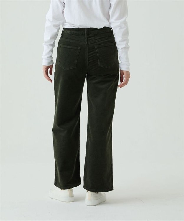 caqu ワイドフィット 裏起毛コーデュロイパンツ olive
