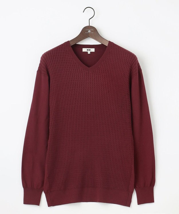 JOSEPH ABBOUD 【キングサイズ・チクチクしない/イージーケア/3シーズン対応】 コンフォート Ｖネック セーター ワイン系