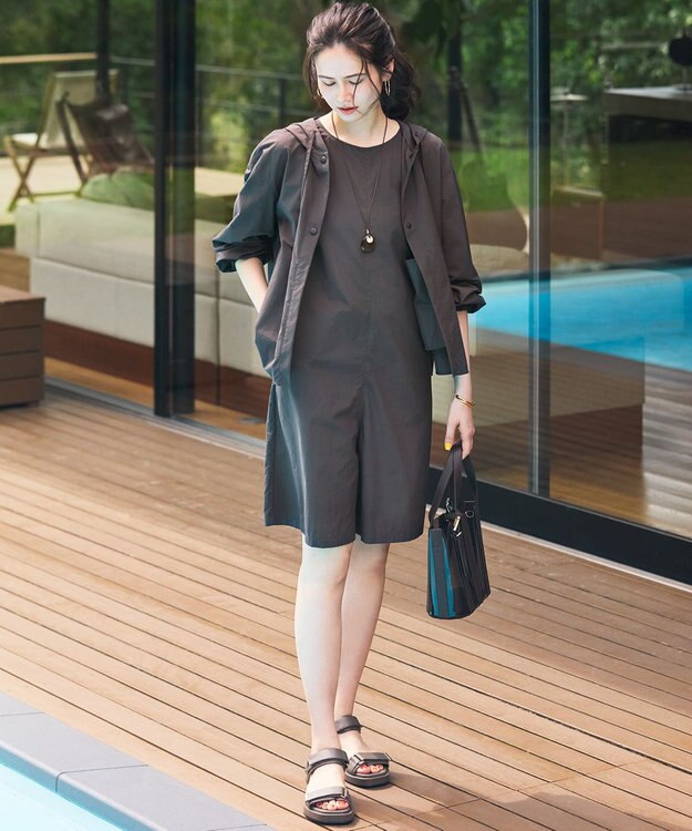 23区 S 【SLOW/一部店舗限定】UVカット/撥水/接触冷感 ナイロンタスランタフタ ライトブルゾン グレー系