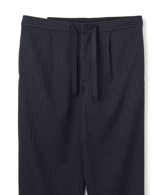 UNFILO MENS 【OCEANS 雑誌・web・YouTube 掲載】FLANNEL TOUCH 機能美パンツ ワイド ネイビーストライプ