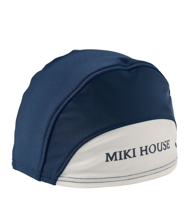 MIKI HOUSE HOT BISCUITS 【ミキハウス】【48-56cm】スイムキャップ 紺×白