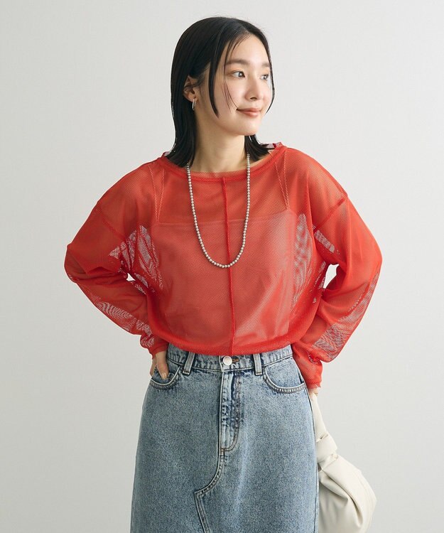 Green Parks メッシュカットプルオーバー Orange