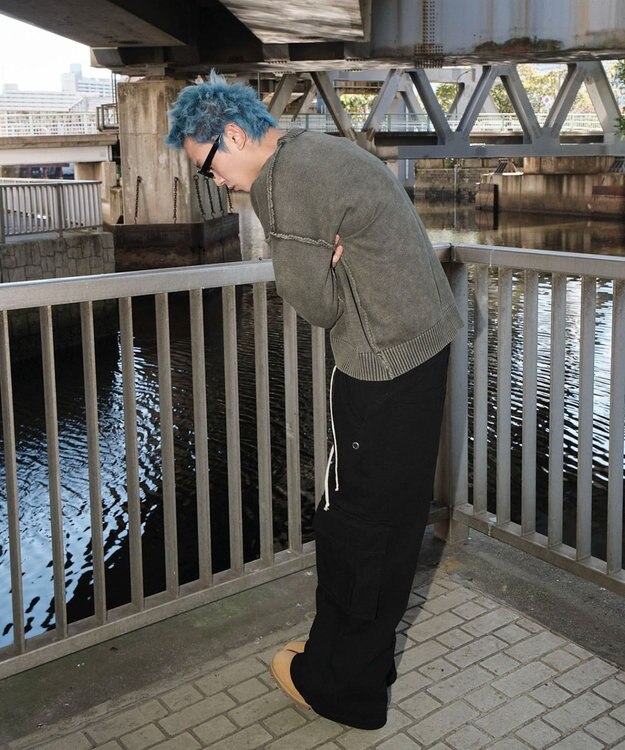 WEGO 【ユニセックス着用ITEM】ピグメントロゴニットプルオーバー カーキ