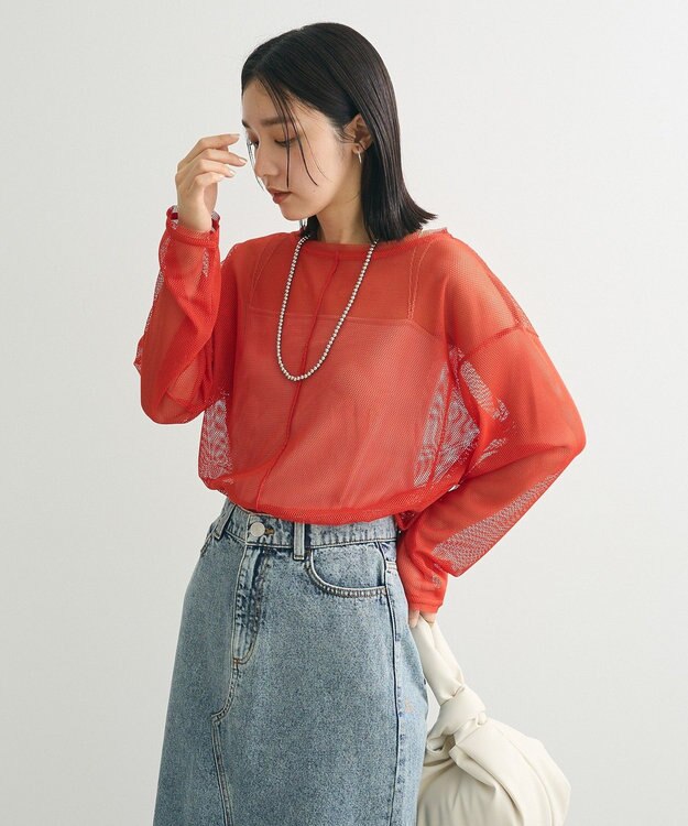 Green Parks メッシュカットプルオーバー Orange