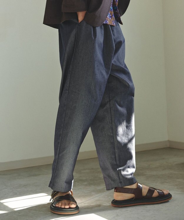 UNFILO MENS 【新色追加】FINE MOVE デニム イージーギャザーパンツ [24年商品] ネイビー