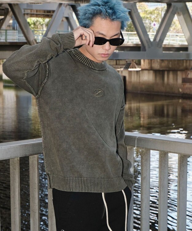 WEGO 【ユニセックス着用ITEM】ピグメントロゴニットプルオーバー カーキ