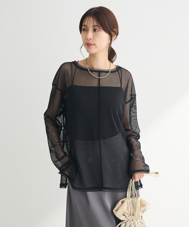 Green Parks メッシュカットプルオーバー Black