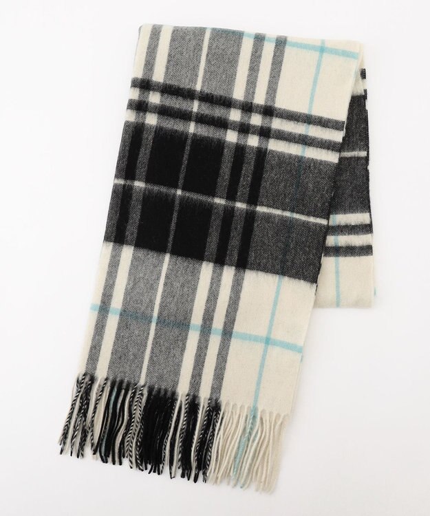 組曲 ウールチェックストール サックスブルー系