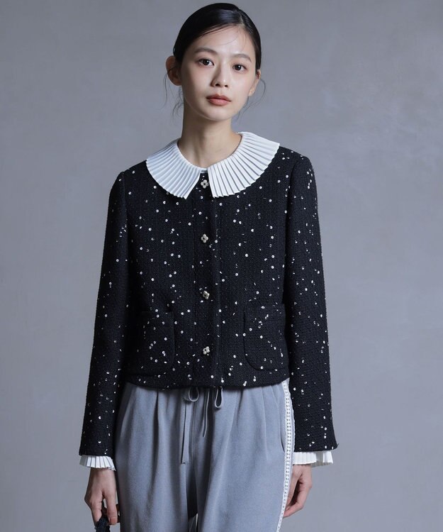 組曲 S ライトデシン プリーツブラウス アイボリー系