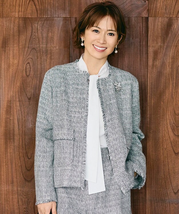 自由区 S 【カタログ掲載】ライトミックスツイード ジャケット グレー