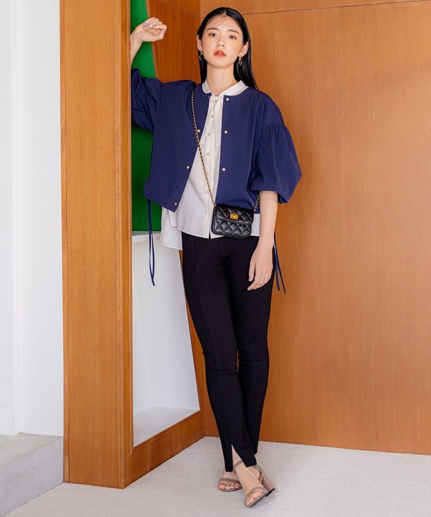 組曲 【洗える・イージーケア】シアーカルゼ ボウタイ ブラウス アイボリー系