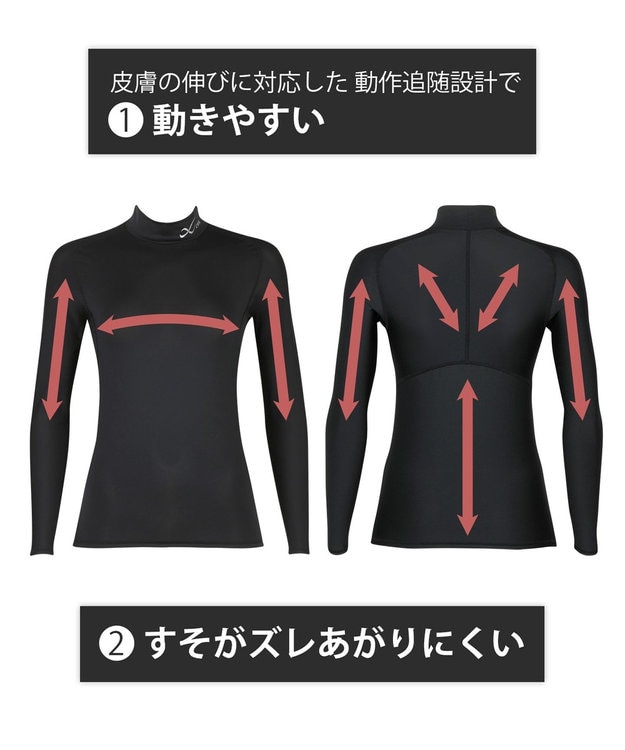CW-X 【WOMEN】　機能性トップス　SECOND　BODY　2.0　吸汗速乾　UVカット率90%以上　抗菌防臭　ハイネック・長袖　/ワコール　CHY039 ブラック