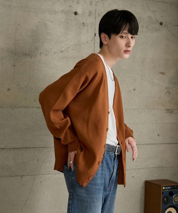 WEGO 【ユニセックス着用ITEM】ミラノリブカーディガン ダークオレンジ