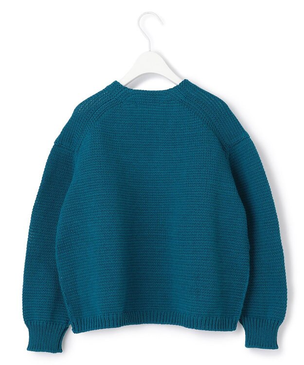 ICB 【洗える】リリヤーンバルキー Vネックニット ターコイズ系