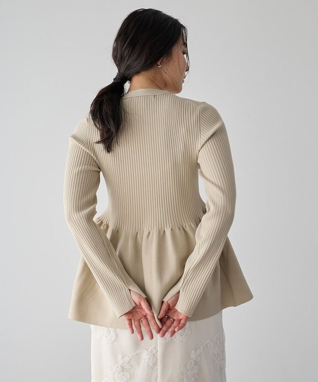 YECCA VECCA ペプラムカーディガン Beige