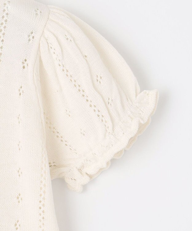 ANY KIDS 半袖 ニット カーディガン オフホワイト