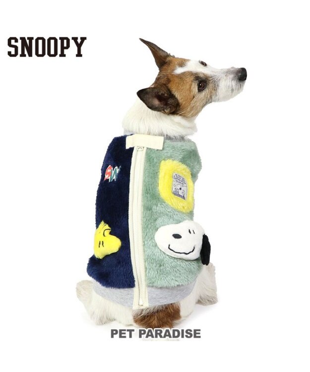 PET PARADISE スヌーピー 背中開きジップ ベスト 《マスコット》 小型犬 ブルー