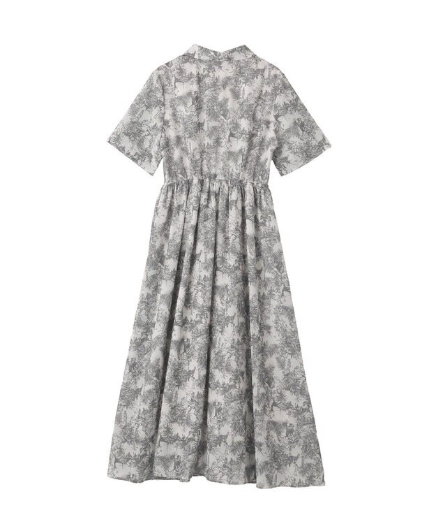 YECCA VECCA サファリ柄フレアシャツワンピース Off White