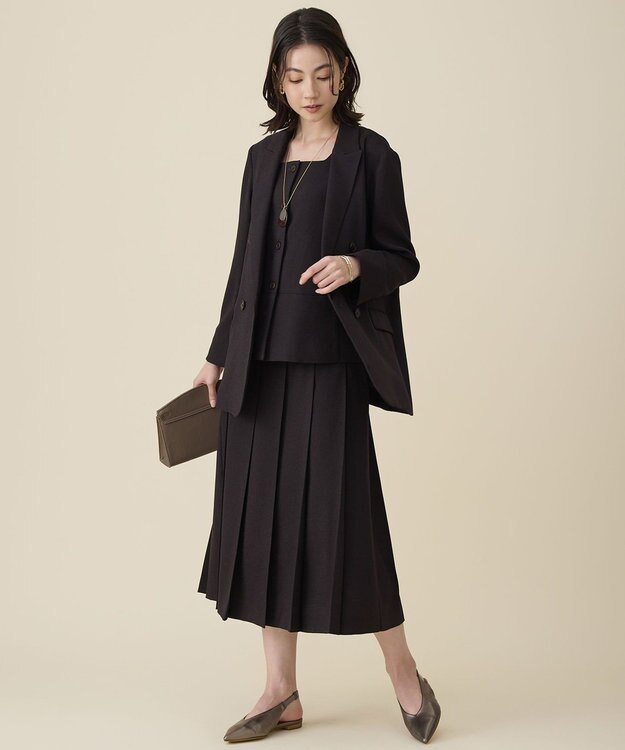 自由区 【セットアップ対応】リネンライクシンセティックノースリーブ ブラウス ダークブラウン