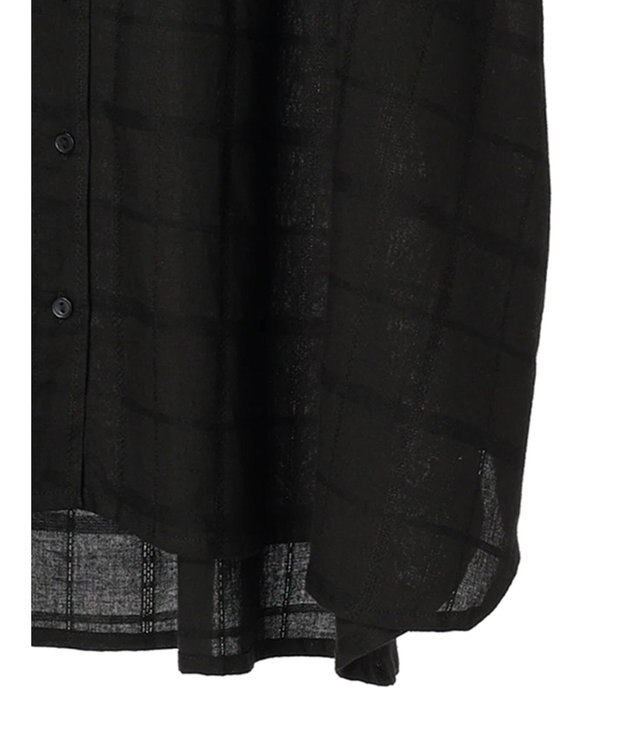 Green Parks インド綿 チェックドビーブラウス Black