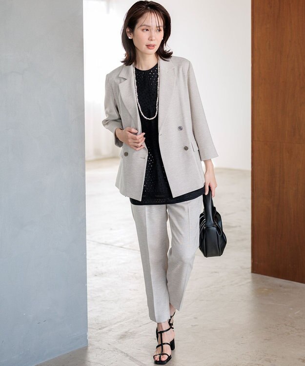 組曲 L 【先行予約】ライトリネンライクテーパード パンツ ベージュ系