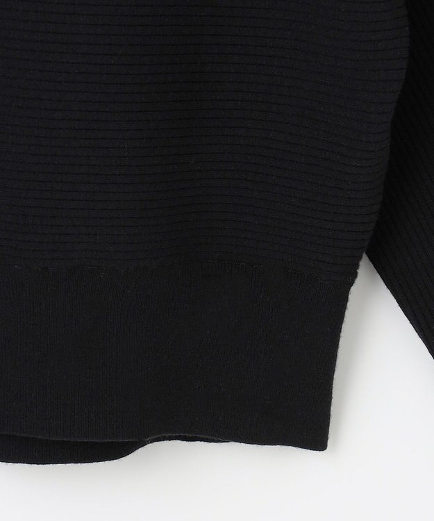 自由区 【洗える/セット可】レーヨンストレッチ ドルマンスリーブニット ブラック系
