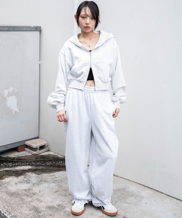 WEGO ショートZIPパーカー アッシュグレー