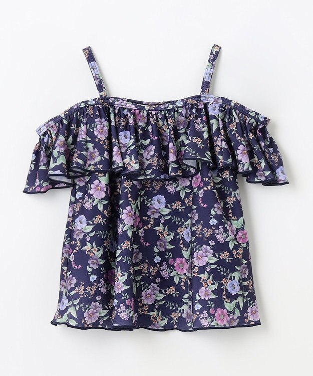 ANY KIDS 花柄×ドット柄 セパレート 水着 ネイビー花柄×ミントドット